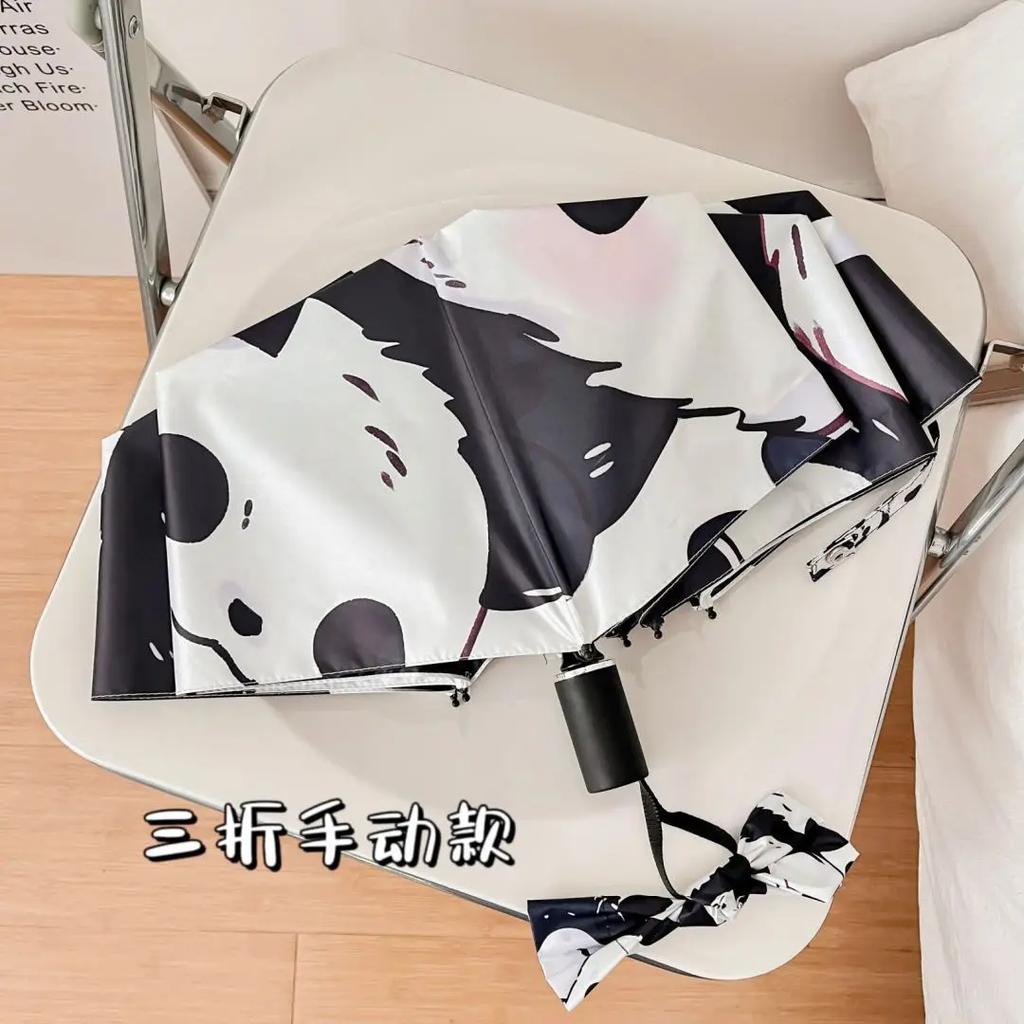 Cute Panda Travel Umbrella Windproof Compact Folding Automatic Open/Close Sun Rain Collapsible Auto Portable Umbrella for Kids