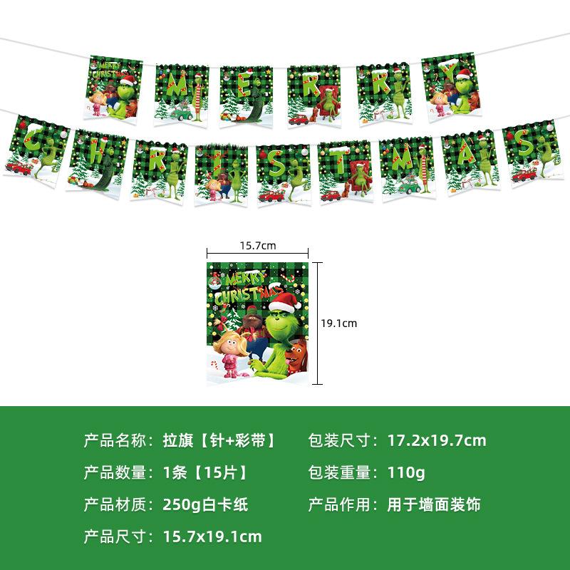 Spot Zelenovlasý Monster Grinch Příborová sada Banner Papírový talíř Papírový ubrousek Papírový kelímek Ubrus Party Dekorační potřeby