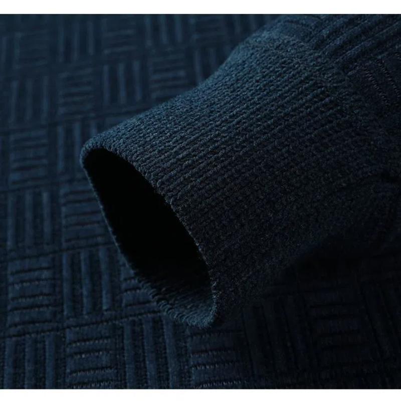 Fashion Business Plus Fleece Sweater Whisper England New Thicken Round Neck Men Thermal Knitted Solid Color Pullover Tops 2024