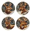 Elk In Forest Stamped Cross Stitch Embroidery Kits with Hoop Cloth Color Thread