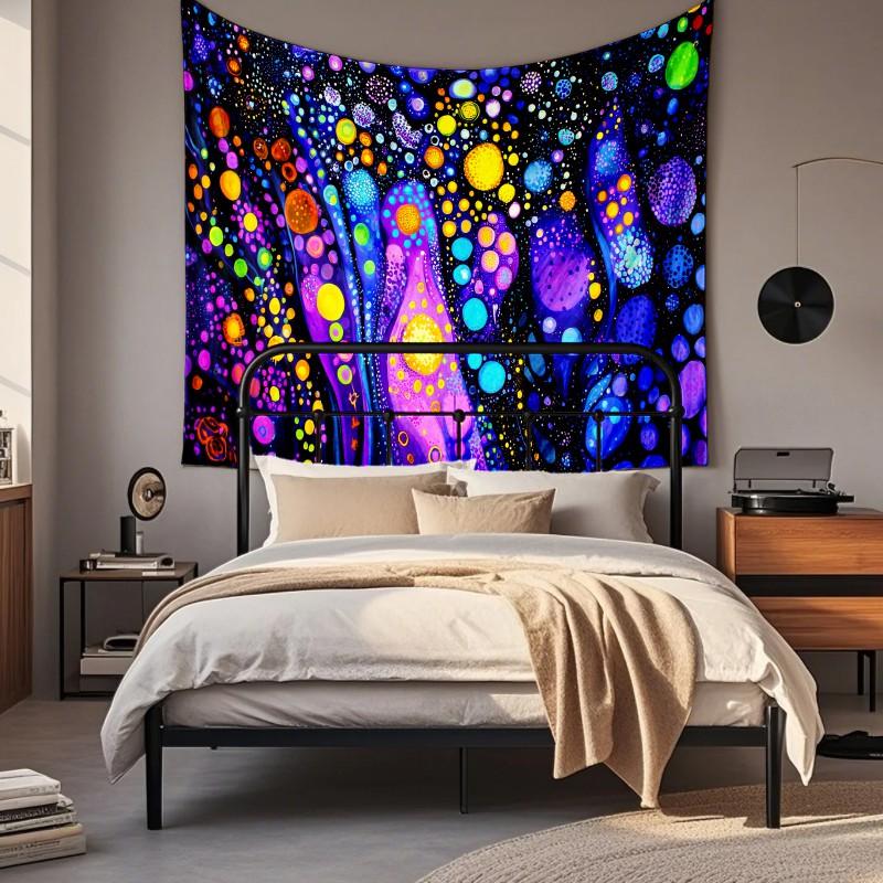 Boho Chic Wall Tapestry With Moon Phase Floral Starry Sky Design Bedroom Yoga Studio Decor