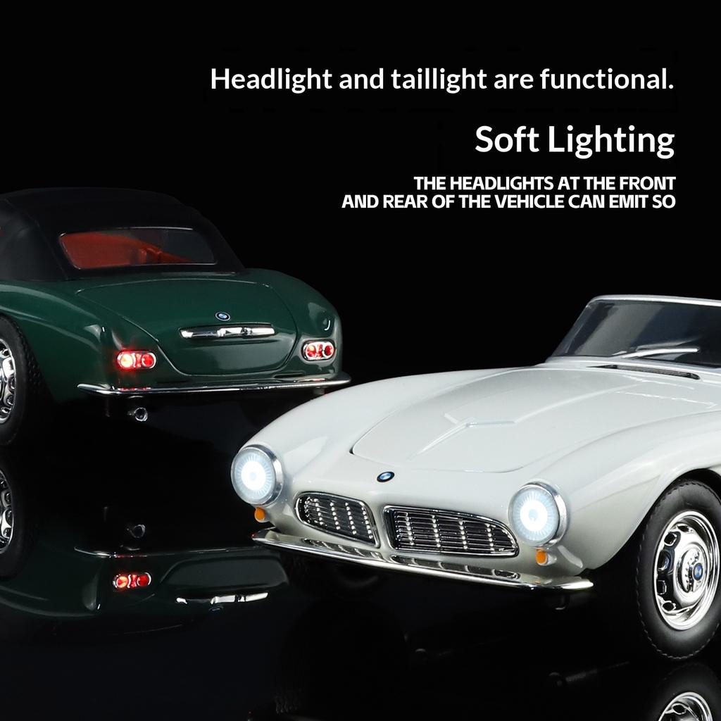 1/24 BMW 507 Legierungsauto-Modell Simulation Sound und Licht Metall-Druckgusskarosserie Sammlerstücke Kinderspielzeug Geschenke Feiertagsdekorationen
