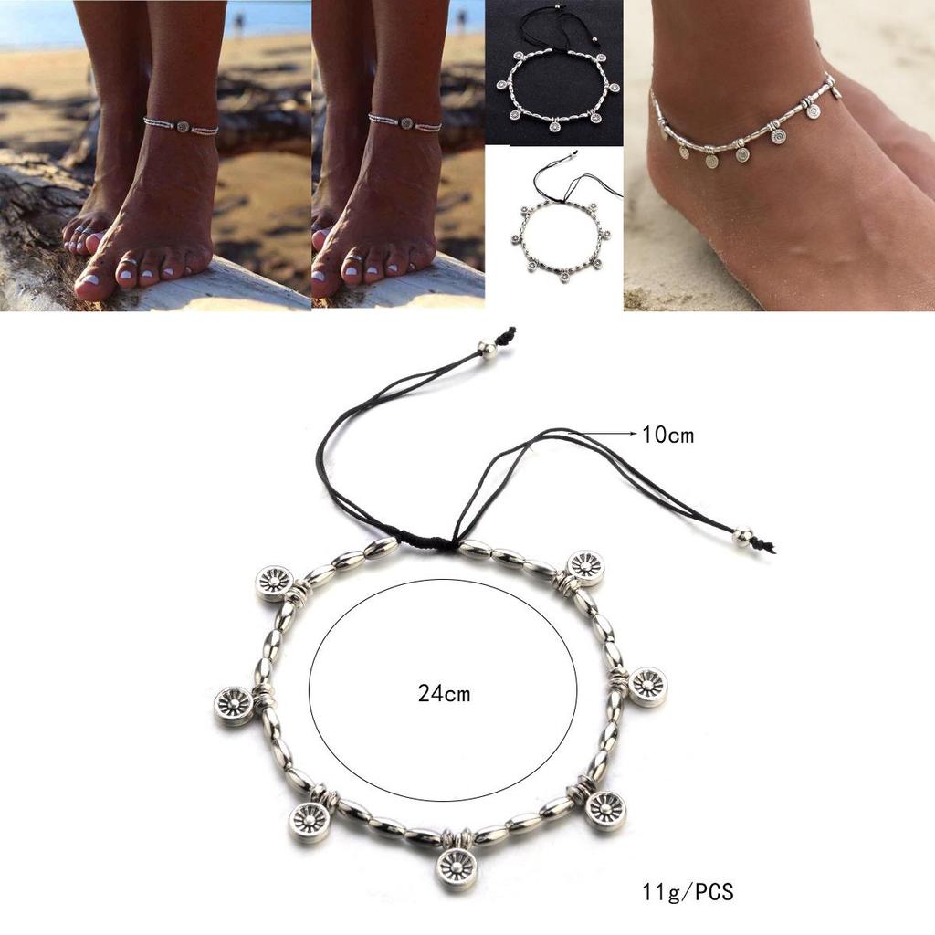 Classic Retro Barefoot Ankle Bracelet With Timeless Flower Design For Yoga