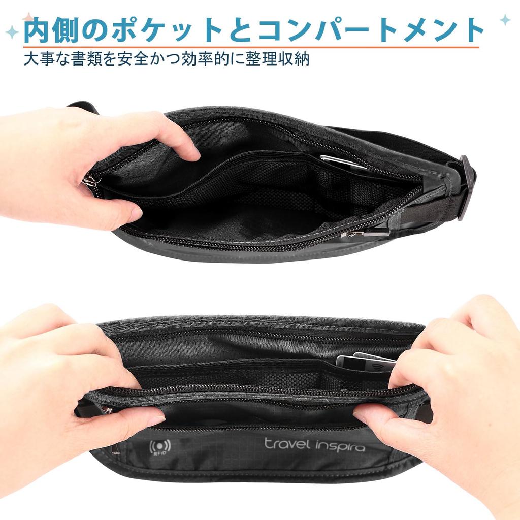 Waist Security Hidden Secret Waist Passport Running Overseas Money Valuables Waist Security Convenient Black [travel Inspira] Pouch, Pouch,