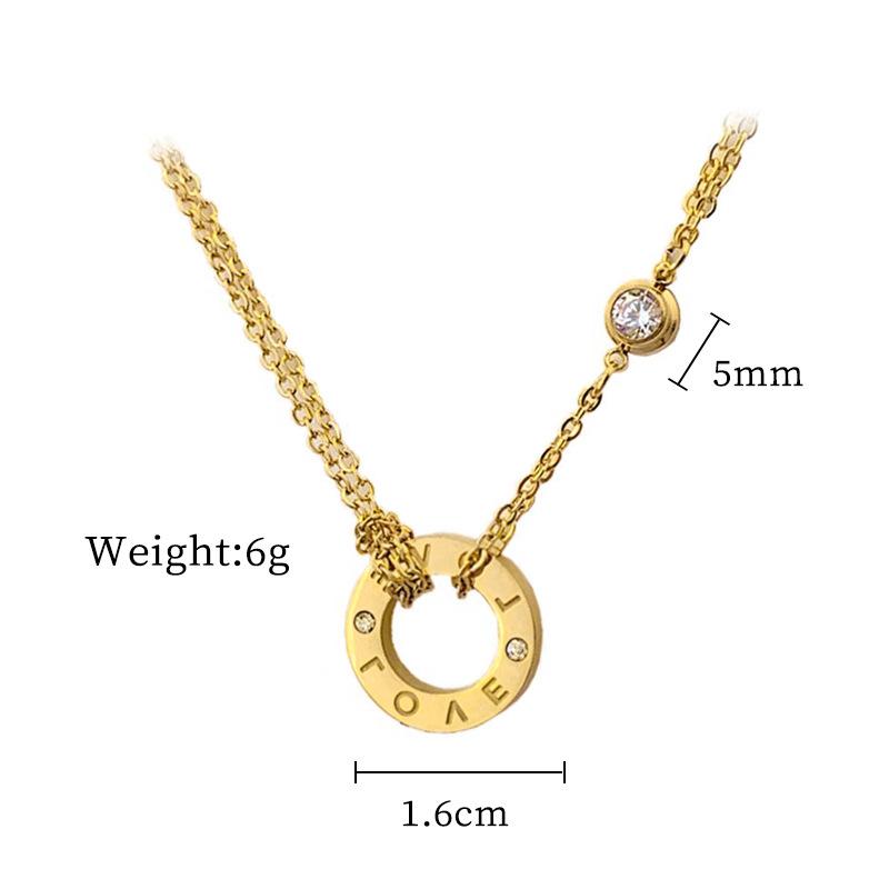 Titanium Steel Ring Love Personalized Minimalist Furnace Real Gold Necklace Female Collarbone Chain With