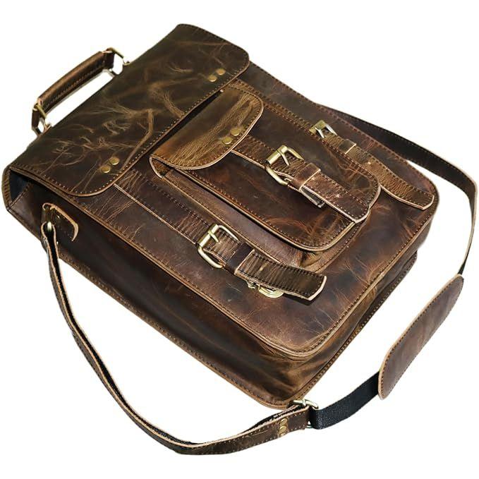 New Genuine Leather Messenger Bag Vintage Laptop Crossbody Bag Satchel Man Purse Shoulder Bag for Man Woman Office Bag