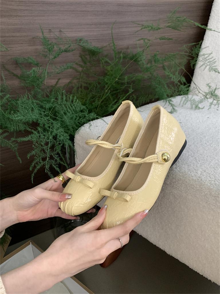 OKLEIBO Inner Height Increase Silver Mary Jane Single Shoes Women's Shoes Spring and Autumn 2025 New Korean Version Bow Evening