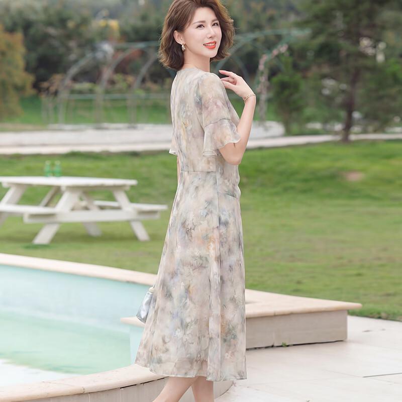 Yalu 2026 Women's Summer Short Sleeve Chiffon Maxi Dress