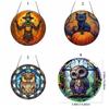 Easy to Install Halloween Owl Hanging Ornaments Painted Design Acrylic Window Pendant  Home