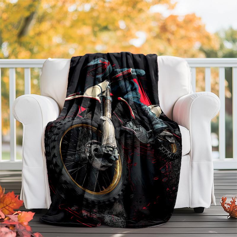 Off-road Motorcycles Theme Printed Blanket - Perfect for Couch, Bed, Travel & Outdoor Use | Machine Washable, Cozy & Durable.