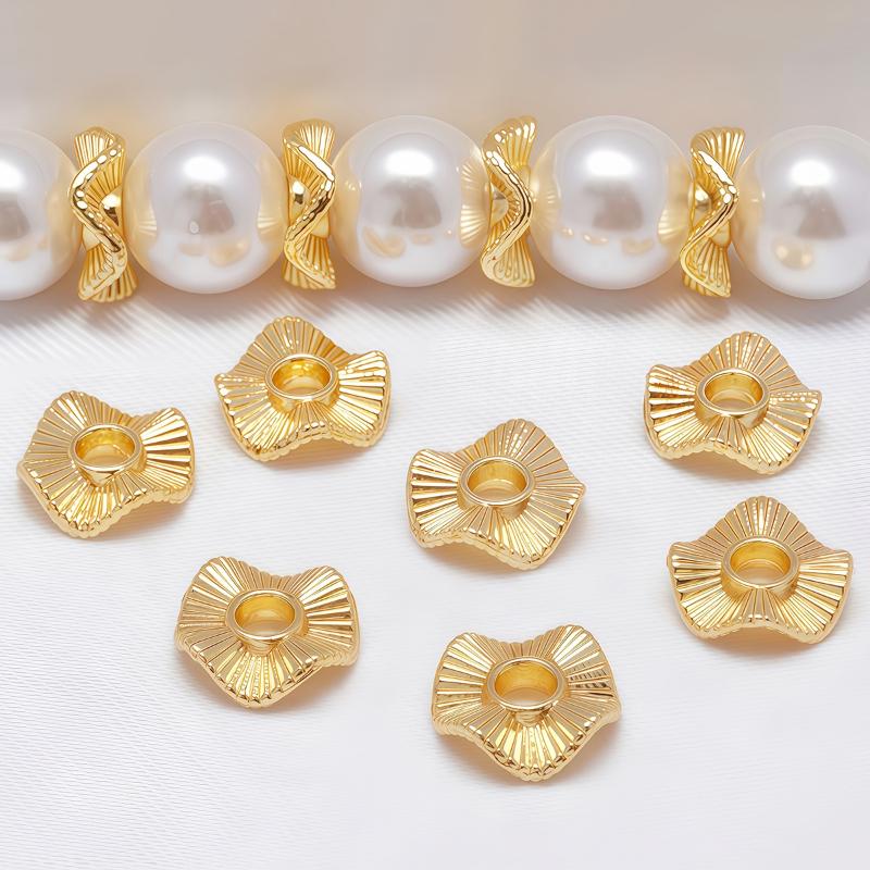 Flat Round Metal Spacer Beads Baroque Wave Gold Plated 50Pcs 6/8/10mm Suitable for Earring DIY Making Supplies