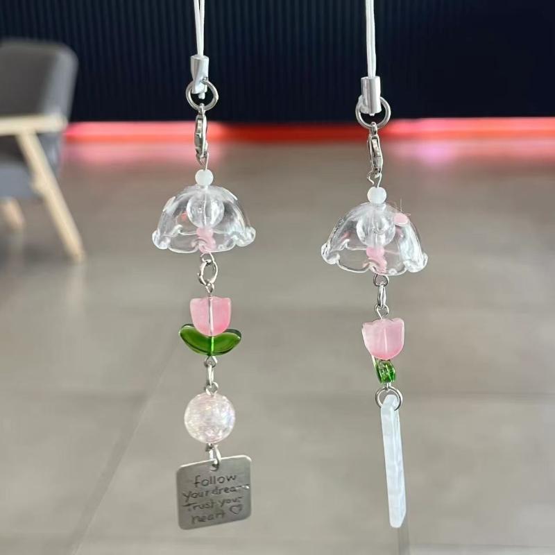 Transparent Keychain Wind Chime Keyring Phone Lanyard Kawaii Bag Home Decor Accessory