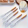 1pc/3pcs Set of Whisks with Solid Wood Handles, Stainless Steel Kitchen Whisk and Cream Mixer
