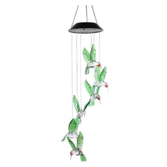 Hummingbird Solar Wind Chime Light Color Changing Solar Powered Wind Chime Hanging LED зелёный