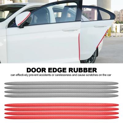 4pcs Carbon Fiber Car Door Edge Protector Strip Anti Collision Sticker Car Bumper Guard Corner Protection Crash Rubber Strips