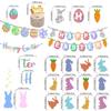 Creative Easter Party Decorations Cute Happy Easter Decor Handmade Rabbit Egg Banner  Cake Supplies