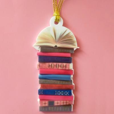 Czytanie Vintage Book Ozdoba świąteczna Akrylowa rękodzieło Kolorowa ułożona książka Wisząca ozdoba Choinka Dekoracyjne rekwizyty Holiday Party Home
