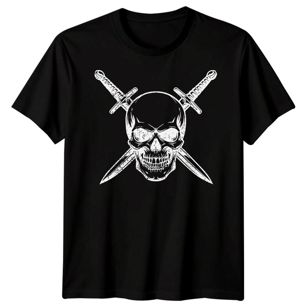 Skull Art Fantasy Unisexs TShirt Crossed Swords Graphic