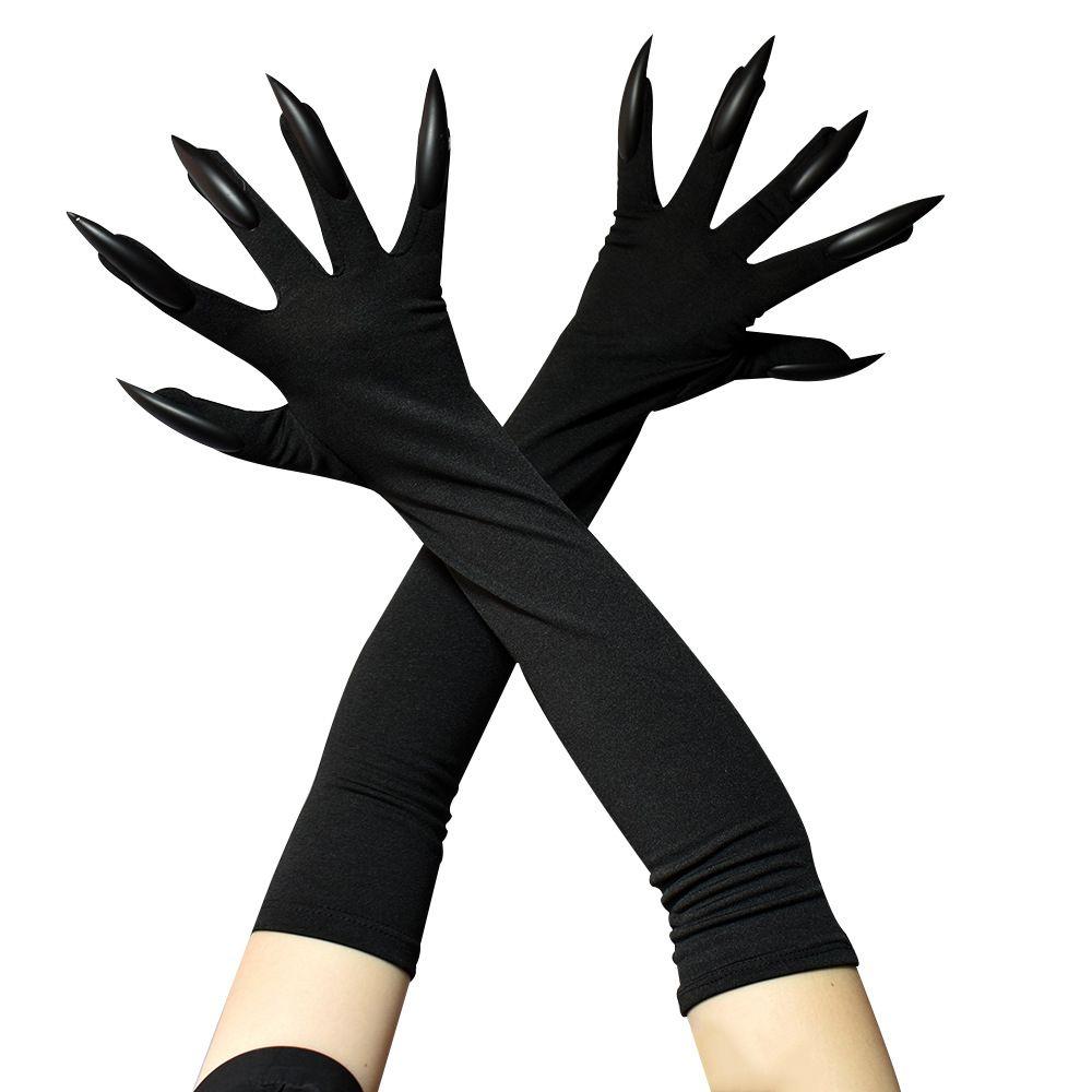 Black Silver Girls For Women Witch Cosplay Costume Fancy Props Halloween Cosplay Gloves Mittens