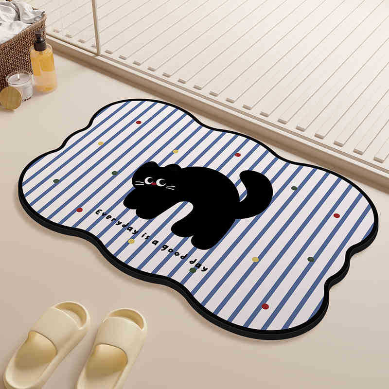 

Мультяшные вентилируемые коврики для пола из диатомовой грязи для ванной комнаты, впитывающие и грязеотталкивающие коврики для пола у двери ванной комнаты, бытовые, простые в уходе, противоскользящие коврики для пола 40 * 60Cm