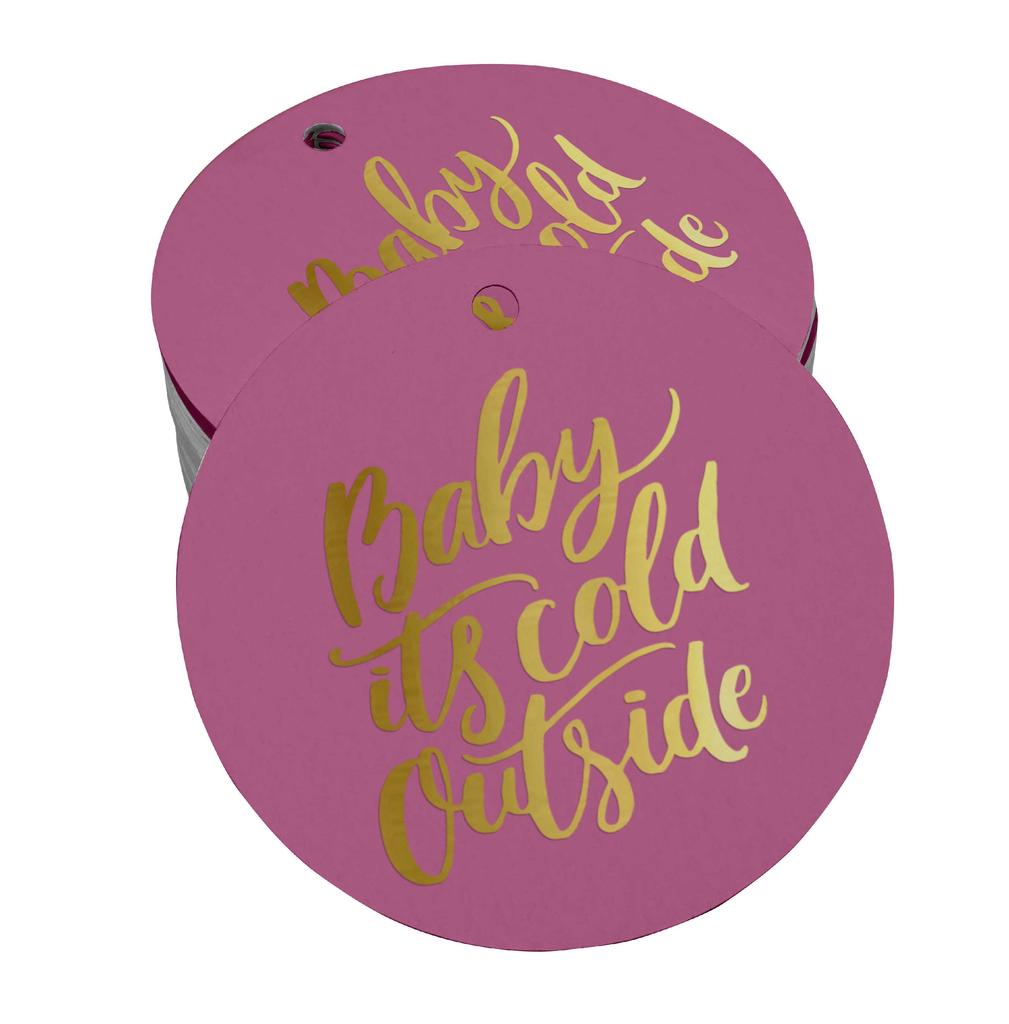 Inkdotpot Real Gold Foil Baby It's Cold Outside Baby Shower Tags Favor Hang Paper Tags 100