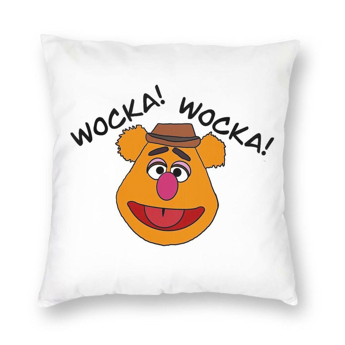 Fozzie Bear Wocka Wocka Square Pillowcase Polyester Linen Velvet Printed Zip Decorative Throw Pillow Case Home Cushion Cover 30x30cm 12x12in