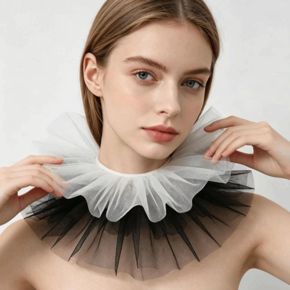 Detachable Fake Collar Shawl Ruffle Mesh Makeup Neck Shawl Vintage Neck Collar  Cosplay Event