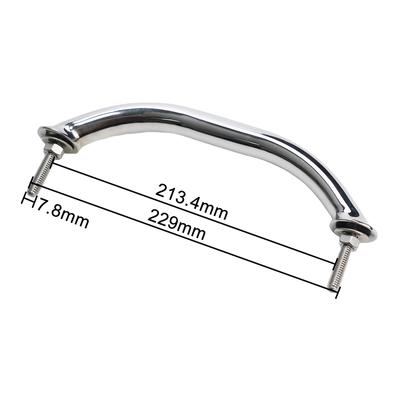 1pc 8.3'' Polished Heavy Duty Boat Marine Grab Handle Hand Rail Hardware Boat Yacht Long 5/16X2 Stud 7/8 Round Tube