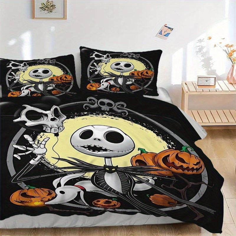 3pcs Set Nightmare Before Christmas1pc of Quilt Cover+2pcs of Pillowcase, No Core, Print Bedding, All Seasons Bedroom Setting003