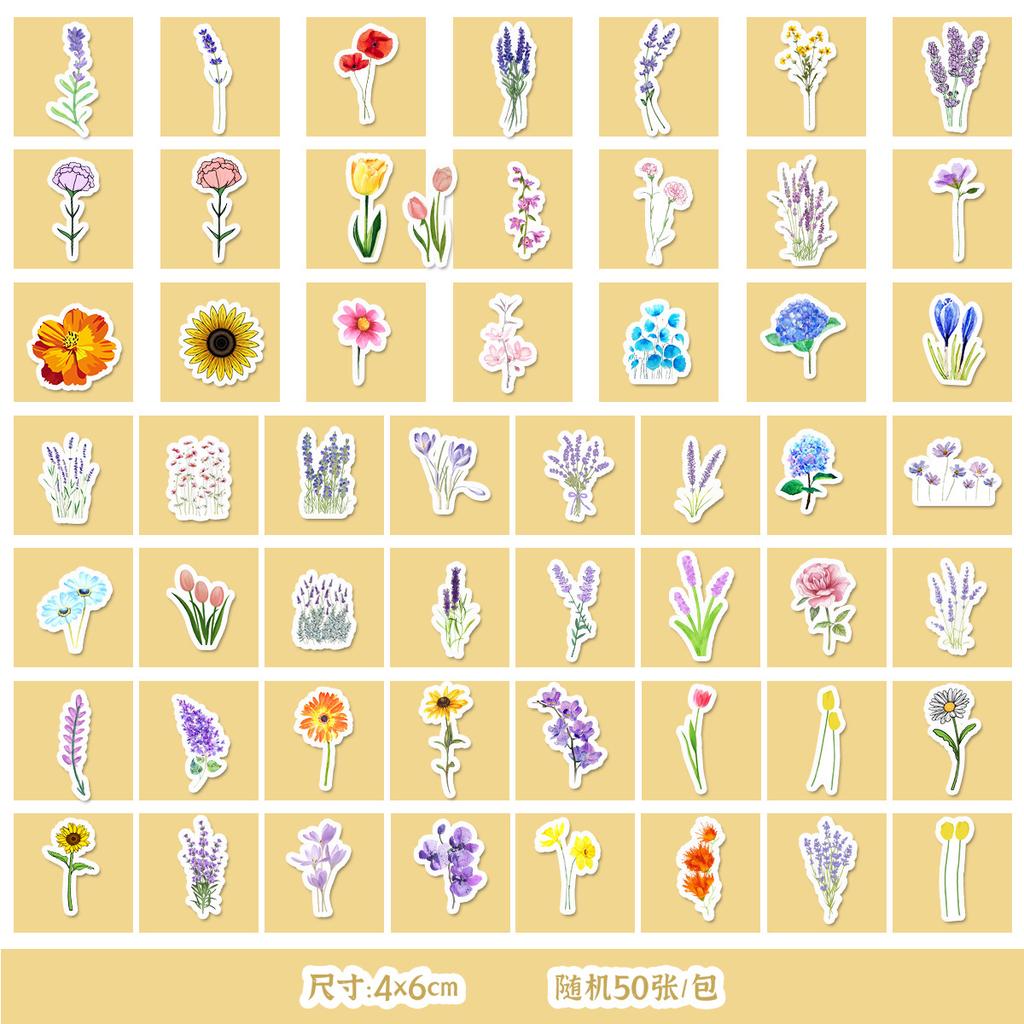 50/100 Cute Style Flowers and Succulent Graffiti Stickers Suitcase Decoration Waterproof Stickers DIY Hand Account Stickers