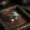 European & American Fashion Retro Smile Face Multi-layer Open Silver Ring - Trendy Korean Punk Simple Design for Women