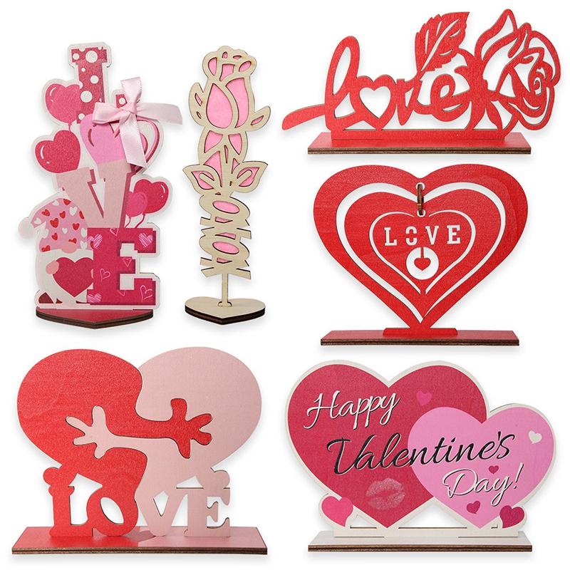 Valentine'S Day Figurines Desktop Ornaments Heart Love Ornament Valentine'S Day Wedding Photo Props Room Decor Heart Statues