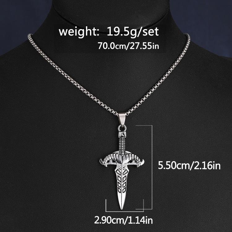 Titanium Steel Broadsword Necklace: Men's Hip-Hop Sword Pendant Jewelry, New Release.