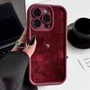 Wine Red Suede Gold Heart Leopard Silicone Phone Case For iPhone 17 16 15 14 13 12 11 Pro Max 17 Air 16E XS X XR 7 8 Plus Cover