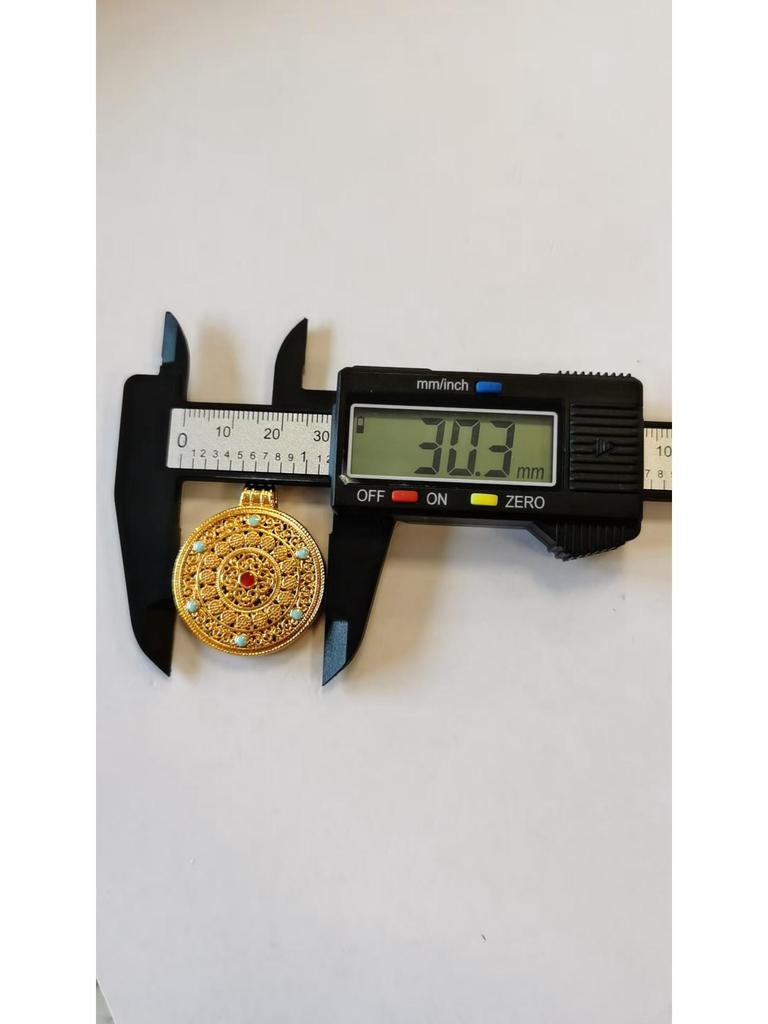 Wei Xue Eight Treasures Sand Gold Enamel Filigree Pendant Sweater Chain