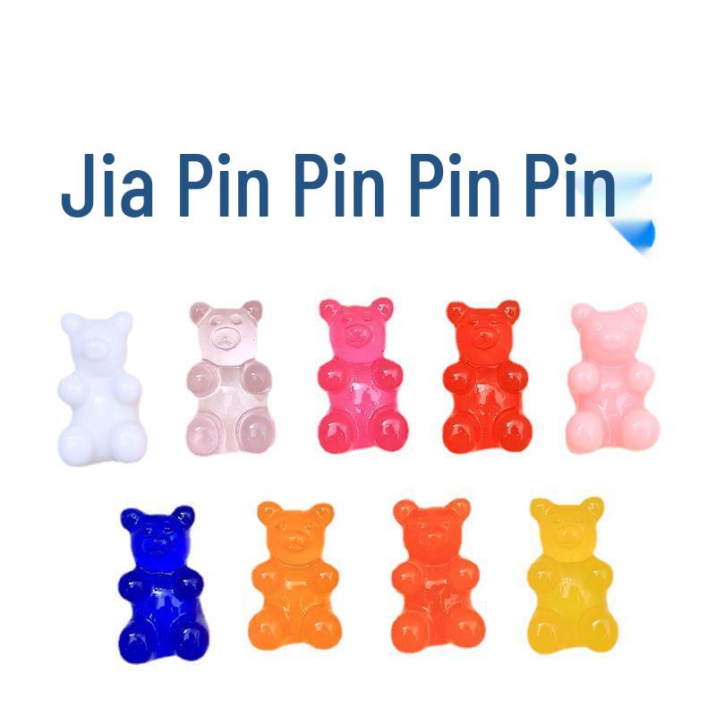 Large Translucent Bear Cartoon Cream Resin Charms for Crocs & DIY Jewelry Hair Clip Accessories