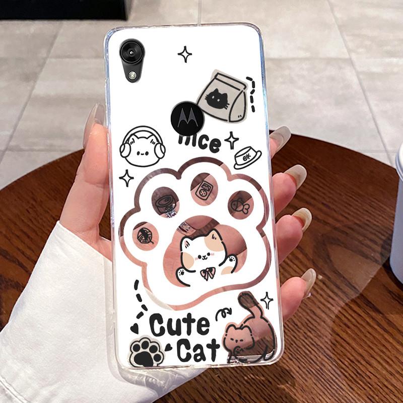 Casing For Motorola Moto E6 Case Aesthetic Cute Cat Astronaut Transparent Soft Silicone TPU Back Cover For MotoE6 e 6 Phone Case