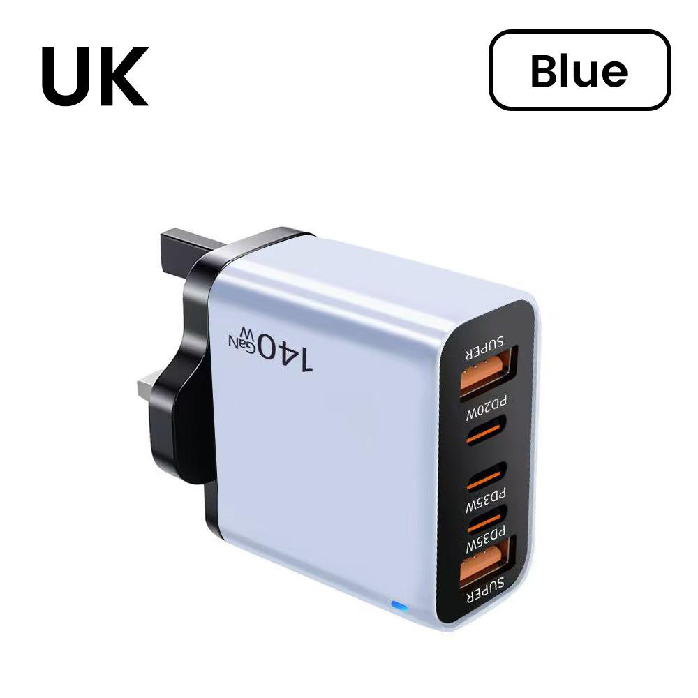 140W GaN Multi-Port Charger: Type-C Plug Adapter with US/EU/UK Standard, PD Fast Charging