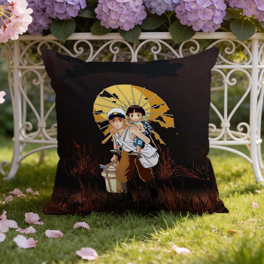 Anime G-Grave of the F-FirefliesS Cushion Cover Home & Car Dual-Scene Pillow Cover: Reversible for Premium Comfort