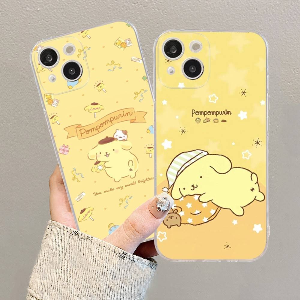 Cartoon P-Pompompurins Schattige Transparante Telefoonhoesje Voor IPhone 16 15 14 13 12 11 Pro Max Plus Zacht Hoesje