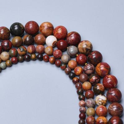4/6/8/10mm 20/30/40/50/60Pcs Hot Selliing Picasso Jasper Round Beads Natural Stone Beads For DIY Bracelets Crafting Handmade Material
