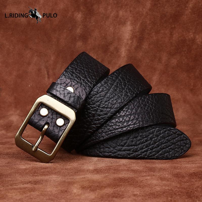 Retro Embossed Cowhide Leather Belt Men's Genuine Leather Trendy Versatile Casual Jeans Belt