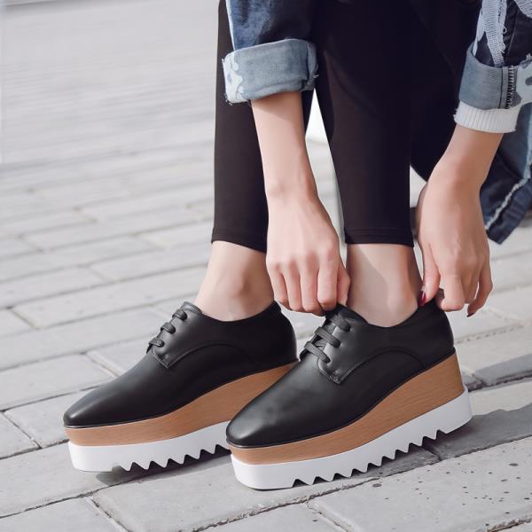 Fashion Women's Wedge Shoes Sneakers Platform Thick Sole High PU Rubber Women's Sneakers With Platform Wedge Shoes Thick Sole Rubber Hig