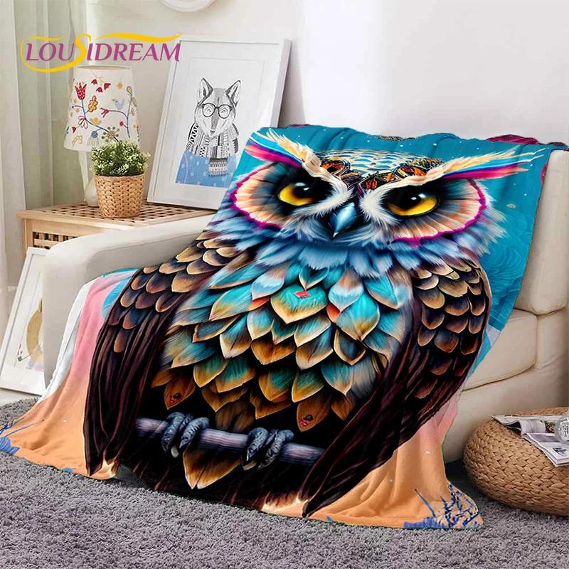 Cute Owl Eagle Birds Cartoon 3D Soft Flannel Blanket for Beds Bedroom Sofa Picnic,Throw Blanket for Cover Outdoors Leisure Gift