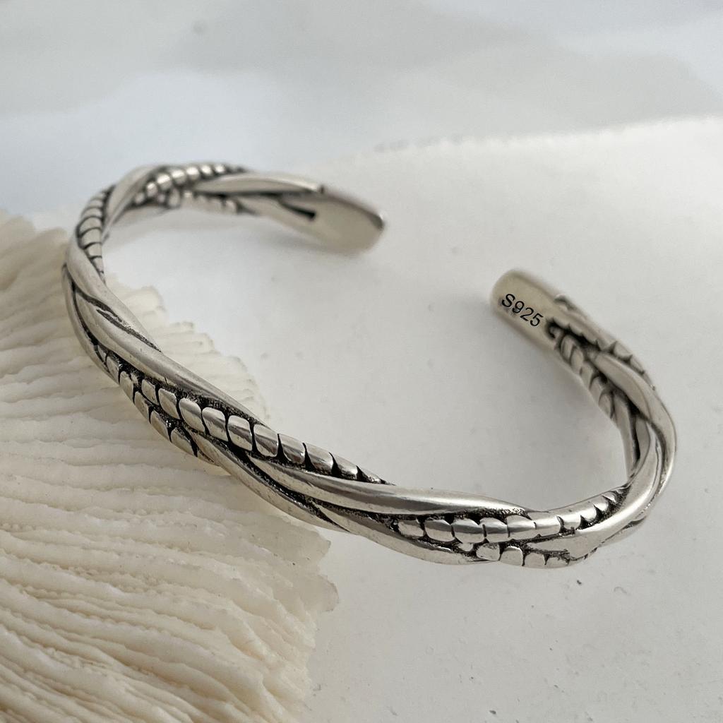 Xiaomi 100% Solid 925 Sterling Silver Metal Bracelet for Women Vintage Handmade Simple Retro Bracelet Birthday ChristmasGift