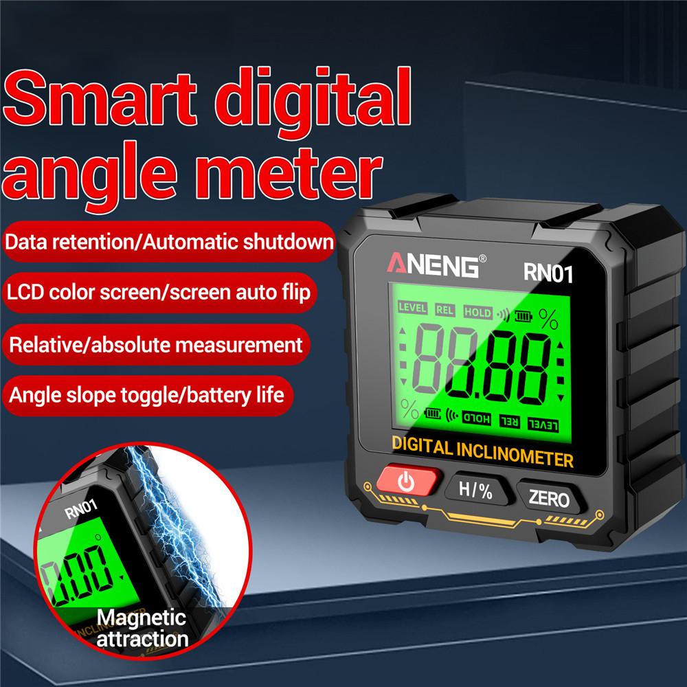 360 Degree Protractor RN01 Digital Angle Gauge Goniometer Four-sided Strong Magnetic Protractor Tester Measuring Tools