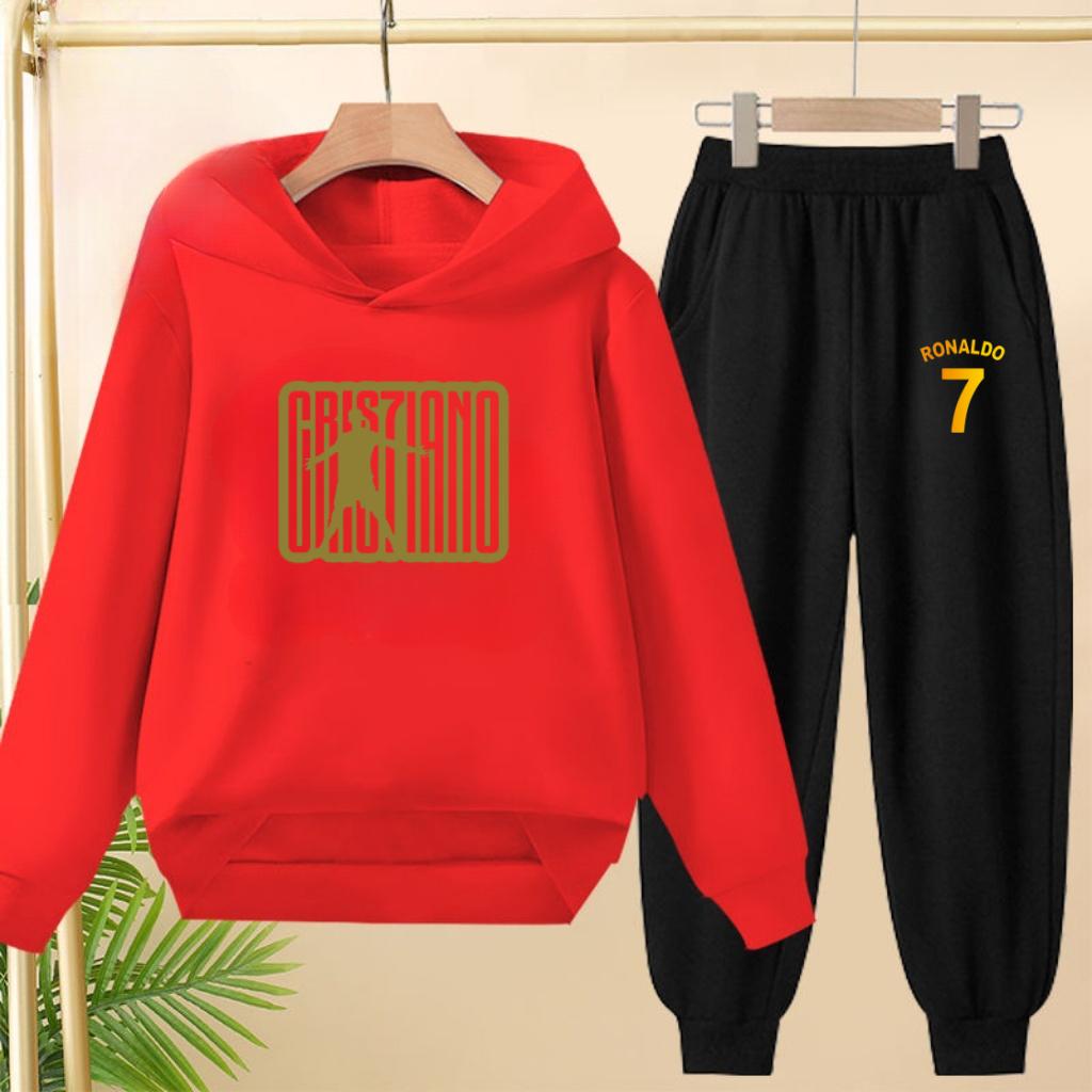 Student Uniform Hooded Sweatshirt + Long Pants Set. Children's Sportswear, Loose Suits for Boys and Girls Aged 3 to 13