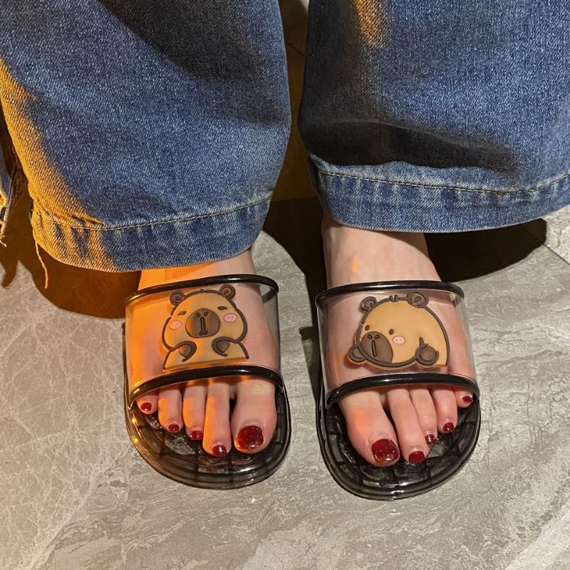 High-grade transparent crystal slippers home summer bathroom bath non-slip deodorant soft sole home fashion crystal shoes