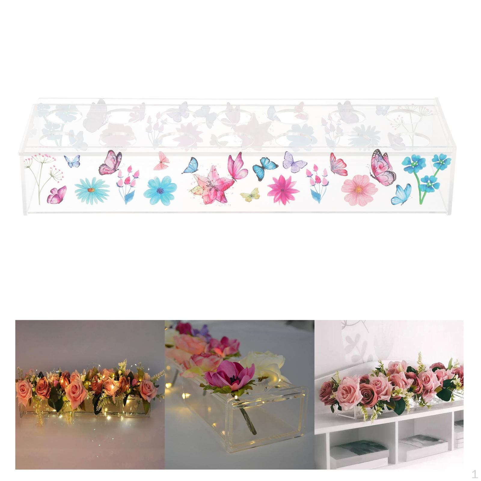 

Flower Vase Plant Holder Acrylic Container Props Pot Art for 14 Hole