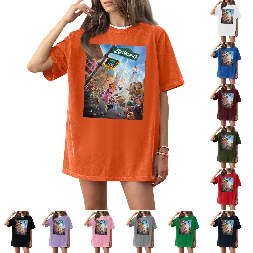 Women's Casual Fashion Round Neck Printed Short Sleeve T-Shirt Top